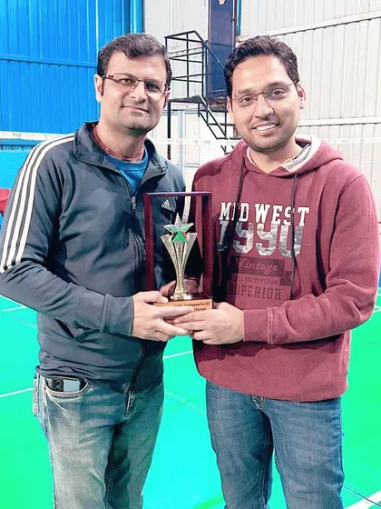 Our adult academy members Subodh Kumar and Ashish Saxena with their Men's Doubles trophy. They were the title winners at the Annual EngageXperience Fest, a great performance to end the year.