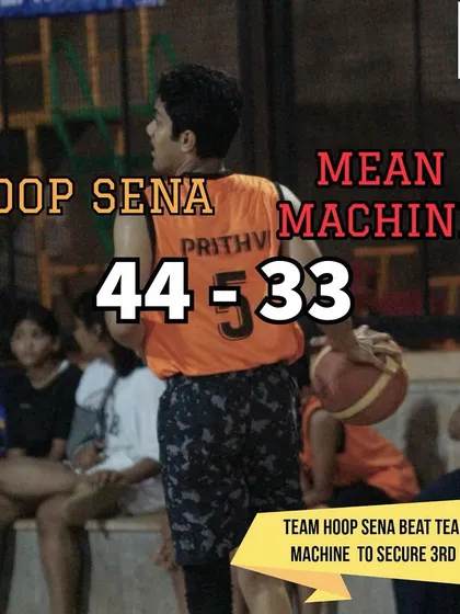 The final score from the third-place game in Hooplah '24, where Hoop Sena beat Team Mean Machine.