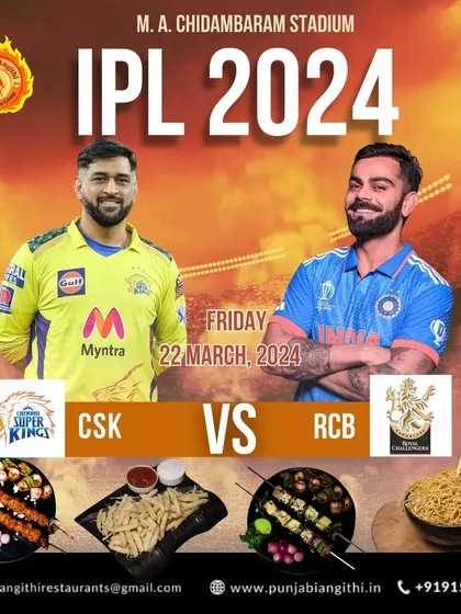 CSK vs RCB is more than a match, it's an emotion. I make sure the food matches the intensity. This poster shows you exactly what to expect: top-tier cricket and top-tier Punjabi food, together at last.