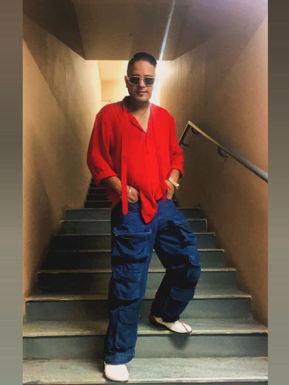 A full-length shot showing off my weekend gig outfit. Style is a key part of the performance.