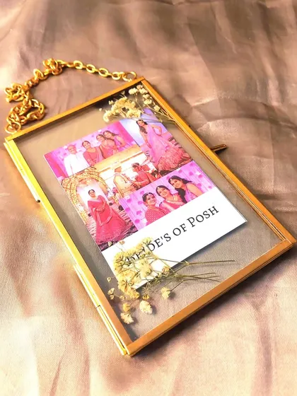 We curated this special hamper for a bridal boutique to gift to their customers. It includes a personalized vintage frame with the boutique's branding, making it a unique and thoughtful wedding present.