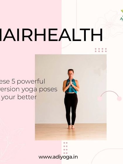 Did you know yoga can support better hair health? This graphic introduces the concept of using inversion poses to improve blood flow to the scalp for stronger roots.