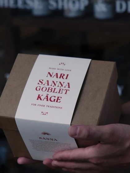 Holding the packaged 'Sanna' goblet. This limited edition collection was a journey of passion, creativity, and dedication to fine traditions.