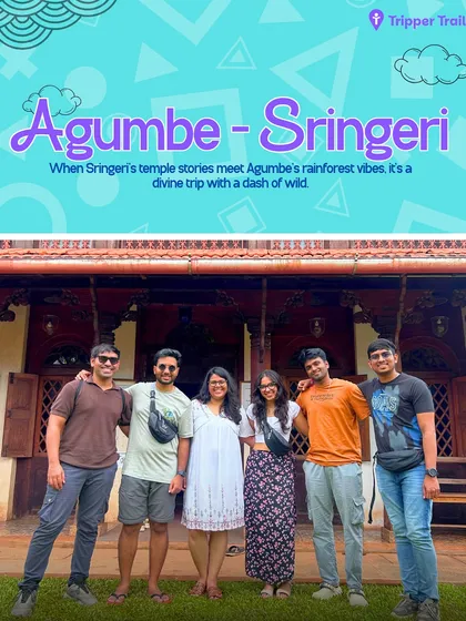 When Sringeri's temple stories meet Agumbe's rainforest vibes, it's a divine trip with a dash of wild. Just a few of our travelers enjoying the moment.