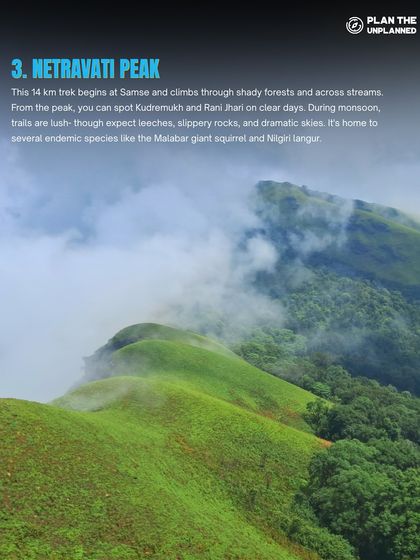 A stunning view of the Netravati Peak, a challenging and rewarding trek.