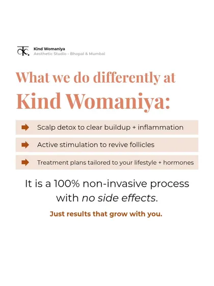 Our approach is different because we focus on results that last. We start with a scalp detox to clear inflammation, then use active stimulation to revive follicles, all with a plan tailored to your lifestyle and hormones.