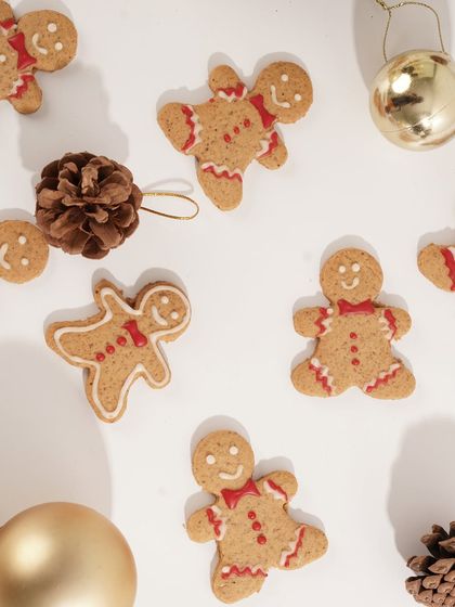 Our limited edition Christmas Gingerbread Cookies, spiced and decorated for the holiday season.