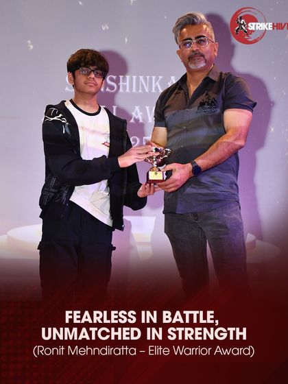 A student receives the "Elite Warrior Award" for being fearless in battle and showing unmatched strength.