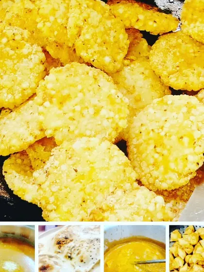 Here is a look at our crispy Sabudana Vadas, a popular snack especially during fasting periods like Navratri. The collage also shows some of the curries and breads we prepare for our special vrat thalis.