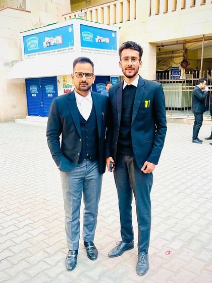 Posing with a young advocate at the Rohini court complex. I make it a point to be accessible and approachable for any junior lawyer seeking guidance.
