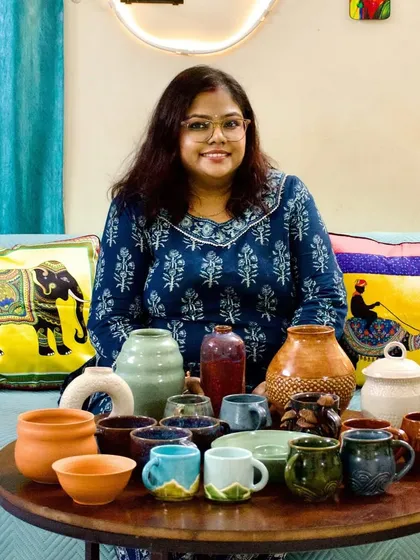 I am so proud to share the work of Debjani, who has grown so much in her pottery journey with us. Her collection shows what is possible with consistency and passion, and her story is an inspiration to our whole community.