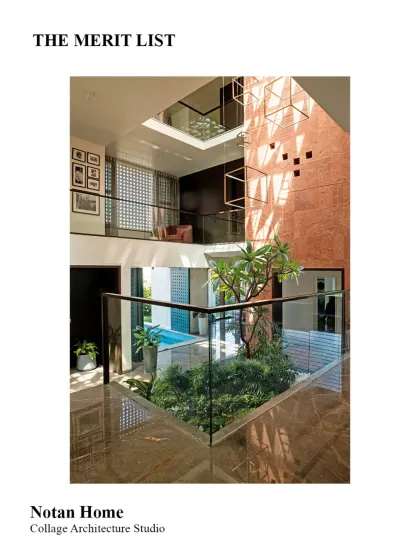 The Notan Home features a central courtyard with a swimming pool, visible from multiple levels. This design brings light, air, and the calming presence of water into the very heart of the house.
