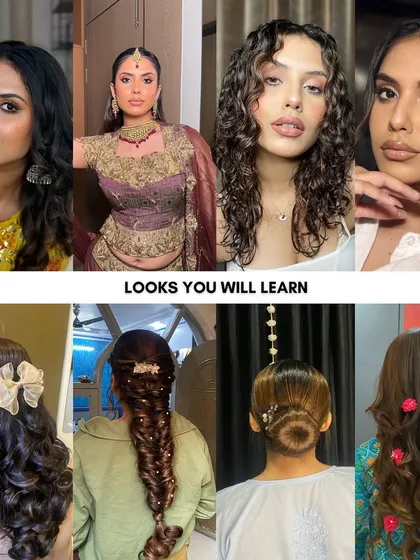 Wondering what you'll learn? Here's a sneak peek! From soft glam for brunch to a full festive look, and hairstyles from simple curls to elegant buns, my classes cover it all. You'll learn practical, wearable looks that you can recreate yourself.
