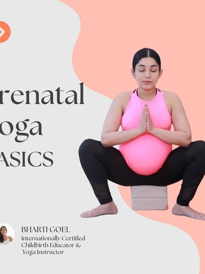 This image shows the basics of prenatal yoga. It is about finding safe, modified poses that support your changing body.
