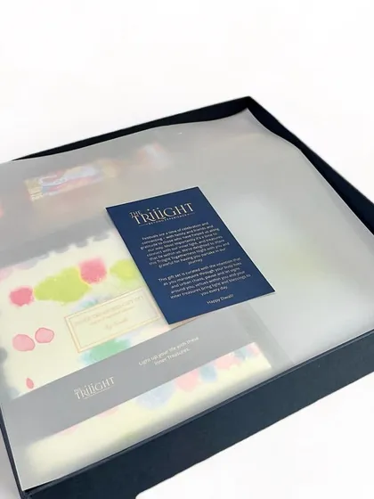 Every detail matters. We line our custom gift boxes with delicate butter paper and include a personalized note to create a beautiful unboxing experience. It’s these small touches that show how much you care.