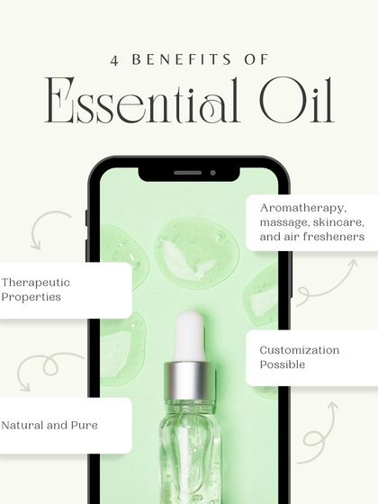 This graphic explains the benefits of using essential oils over artificial perfumes. Essential oils are natural, can have therapeutic properties, and offer a holistic approach to wellness, which is why we use them in our products.