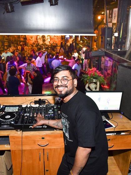 A view from the DJ booth at Shakesbierre, with a full house enjoying the weekend. I love playing at breweries where the vibe is relaxed but the party is always on.