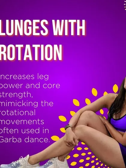 Lunges with rotation increase leg power and core strength, mimicking the rotational movements often used in Garba dance to make you more agile.
