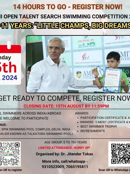 The final hours to register for the Delhi Open. A special call-out to our "Little Champs" aged 5-11 to chase their big dreams.