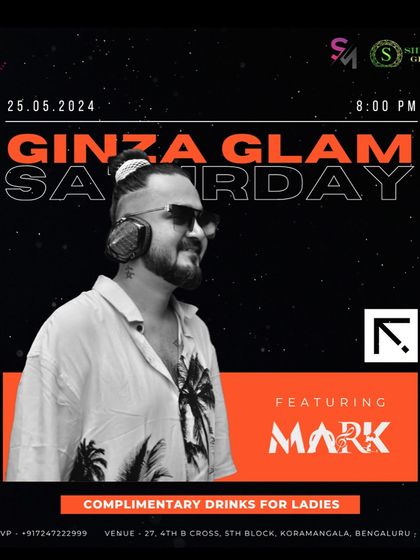 The flyer for Ginza Glam Saturday, one of my regular weekend gigs.