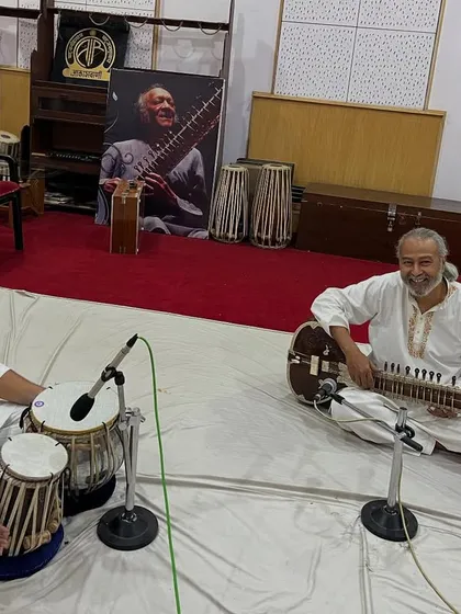A great time recording with Shri Prasenjit Ray Ji on sitar at All India Radio, Akashwani Bhawan.
