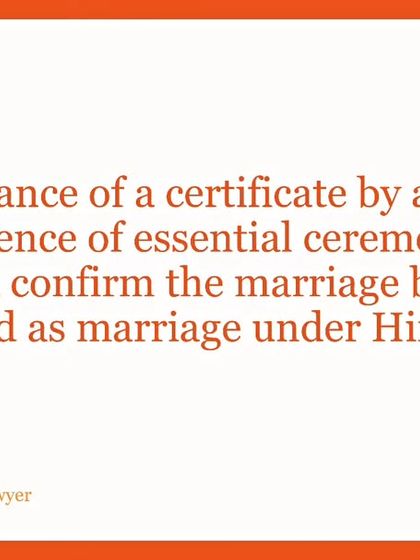 A key takeaway from the Supreme Court's ruling: a certificate from any entity, without the performance of essential ceremonies, does not confirm a marriage under Hindu Law. This is vital information for anyone entering a marriage.