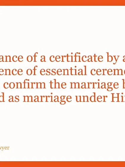 A key takeaway from the Supreme Court's ruling: a certificate from any entity, without the performance of essential ceremonies, does not confirm a marriage under Hindu Law. This is vital information for anyone entering a marriage.