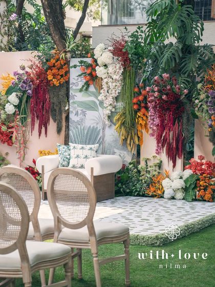 The full seating area for the 'Garden of Gaia' ceremony, a perfect blend of comfort and style.