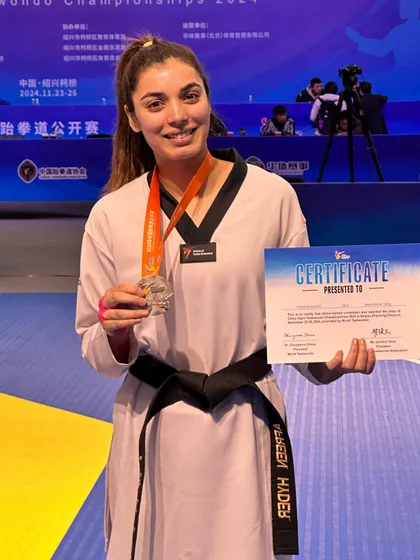 Afreen Hyder with her Silver medal at the China Open 2024. Her performance is a result of consistent hard work and dedication to the sport.