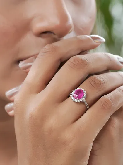 Diamonds and ruby in a single piece. Design your dream ruby and diamond ring with me and let your fire shine. This halo ring is a perfect example of that beautiful combination.