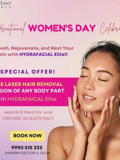 To celebrate International Women's Day, we offered a special package combining our rejuvenating HydraFacial Elite with a free laser hair removal session. It's the perfect combination of skin refreshment and grooming.