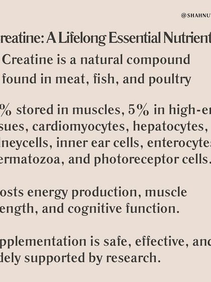 Creatine is a natural compound that boosts energy production, muscle strength, and cognitive function. Supplementation is safe, effective, and widely supported by research as a lifelong essential nutrient.