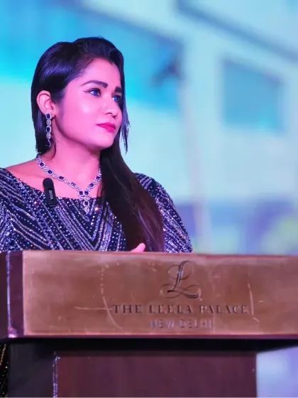 A close-up shot during the SolutionX Summit, highlighting the focus and engagement I bring as a host.