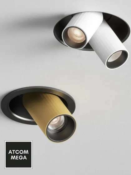 Our Lynx-Dyno spotlights shown in both white and gold finishes. This versatile fixture can be specified with one or two heads, offering flexible solutions for residential and commercial spaces.