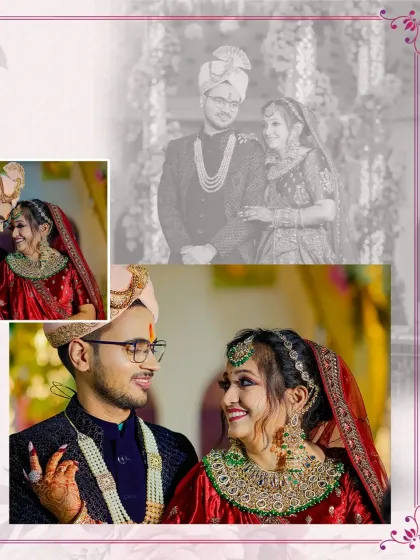 This collage captures the grace and grandeur of a wedding we designed at Raj Grand Jalsa Lawns. The happy couple is the focus, surrounded by a backdrop that reflects our commitment to bespoke elegance.