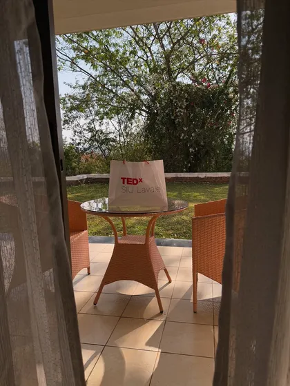 A quiet moment before the big talk. This welcome bag from TEDx sitting on the table was when it all started to feel real. It was a day full of nerves and excitement.