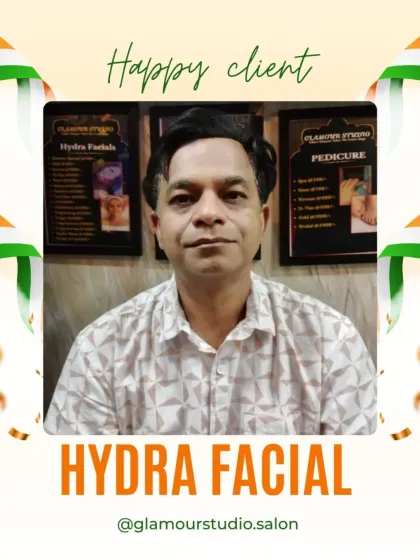 A satisfied client after his Hydra Facial. His calm expression and clear skin reflect the relaxing and effective treatment he received.