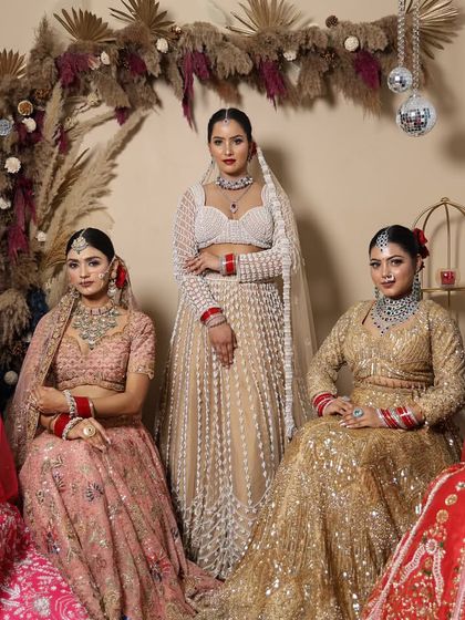 Another angle of the group of brides, each with a unique and professionally executed makeup look by my students.