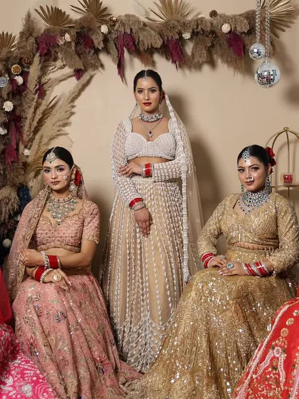 Another angle of the group of brides, each with a unique and professionally executed makeup look by my students.