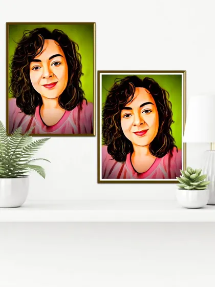 A mockup showing how two of Debi's portraits could be displayed together as a set.
