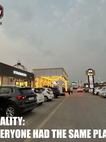 A funny, relatable meme showing our packed parking lot, with the caption "Reality: Everyone had the same plan," highlighting our popularity.