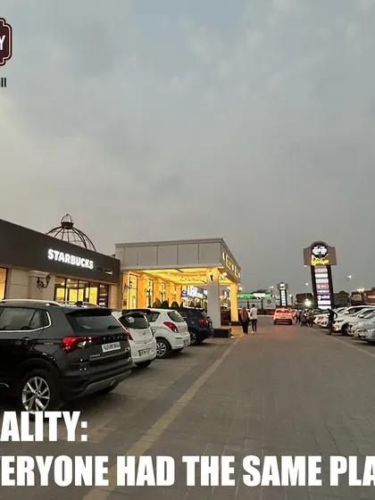 A funny, relatable meme showing our packed parking lot, with the caption "Reality: Everyone had the same plan," highlighting our popularity.