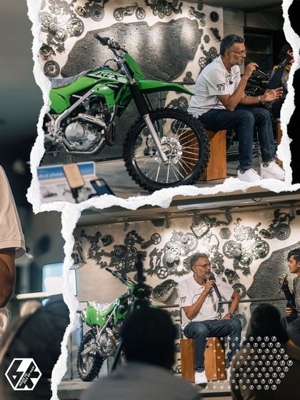 A shot from a "Sip a Coffee" talk I gave, sharing stories and insights with fellow riders. I love connecting with the motorcycling community.
