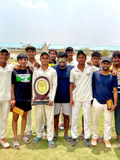 The U-19 team celebrating their victory in the Swastik Cup tournament. It's great to see our senior players leading by example and bringing home the trophy.