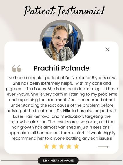 This patient's 5-year journey with me for acne, pigmentation, and laser hair removal shows the power of a consistent, root-cause-focused approach. Seeing her hair growth vanish in just 4 sessions is a fantastic result.