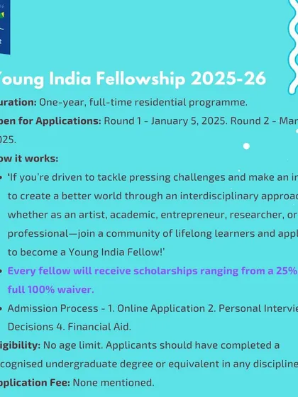 The Young India Fellowship is a one-year, full-time residential program for individuals driven to create a better world through an interdisciplinary approach.