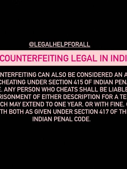 This infographic explains that counterfeiting is considered a form of cheating under the Indian Penal Code. I provide defense for various types of fraud and cheating cases.