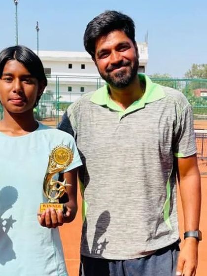 Double the trophies, double the pride. Congratulations to Agrima Jaiswal for winning the U-16 Singles and U-18 Doubles titles at the AITA Championship Series. Here she is with me, celebrating a fantastic week of tennis.