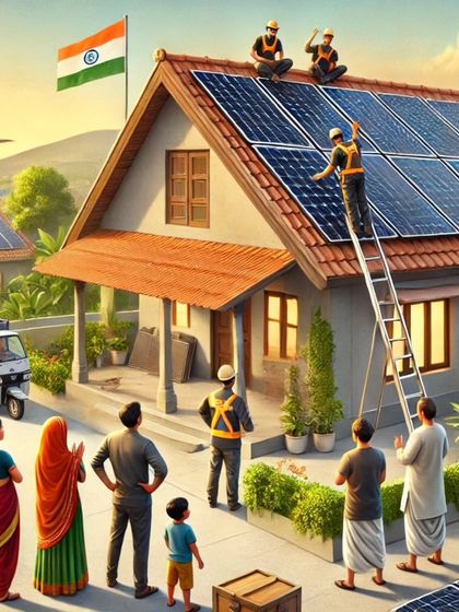 A family proudly watches as their home gets a solar upgrade, complete with the Indian flag. I am proud to contribute to an energy-independent India, one rooftop at a time.