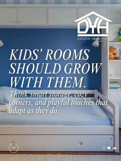 Kids' rooms should grow with them, not be outgrown in a year. This design features a bed with a pull-out trundle for sleepovers or extra storage, plus overhead cabinets to keep things tidy. It's a future-proof setup that adapts as they do.